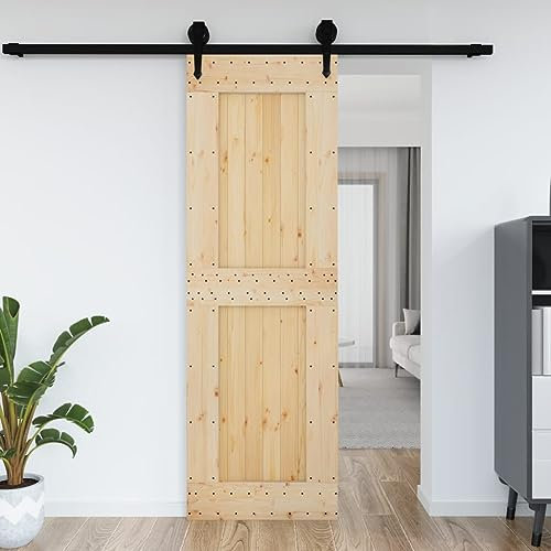 TREISL Porte Coulissante Intérieur 70 x 210 cm en Bois Massif Pin Porte Coulissante Extérieure Mur Porte de la Pièce Bois Portes Intérieures À Utiliser Dans La Chambre Cuisine Grange Garage