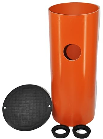 KG Abwasserrohr DN400 0,5m/1m mit Anschluss 2xDN110/2xDN160 2x Manschette Drainageschacht Deckel Sickerschacht KG Schacht Kontrollschacht Drainage Dachrinne (1m Rohr 2x Manschette 110)