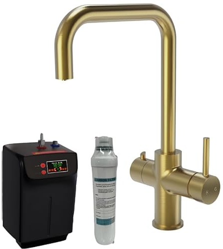 Brushed Gold Standard 3-in-1 Instant Boiling Hot Water Kitchen Mixer Tap