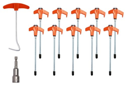 Abiyou Picchetti per Tende a Spirale, 10 Pezzi Picchetti per Tenda con Filettatura, Picchetti da Tenda Girevoli,Picchetti Stabili per Campeggio e Esterni,Picchetti Tenda Campeggio,per Tenda(Arancione)