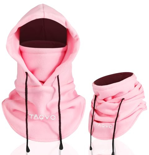 TAGVO Winter Thermal Fleece Balaclavas, Soft & Warm Adjustable Hood Hat Skiing Face Cover Face Mask Neck Warmer Snood Neck Gaiter for Running Skiing Cycling Motorbikes Hiking- Men & Women