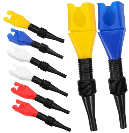 BUGUUYO Lot De 8 Entonnoirs à Huile Flexibles Multicolores Tuyau Rétractable Pour Vidange D’huile Moto Et Voiture, Système Anti-fuite, Usage Automobile Polyvalent, Entretien Facile