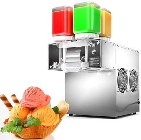 RayGenius Machine à glaçons Commerciale en Flocons de Neige, Machine à Glace pilée Commerciale en Acier Inoxydable, Machine à cônes de Neige électrique,1200W