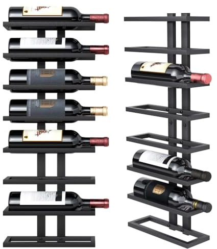 Étagère à vin Murale, Porte-Bouteilles, étagère à Bouteilles avec 8 Niveaux, en métal, étagère à vin, pour Salle à Manger, Chambre à Coucher, Cave à vin,8 Bottles,1 Pack