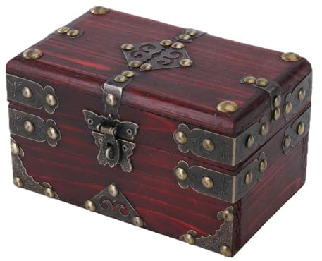 Generic Baule Del Tesoro Pirata Decorativo con Lucchetto, Scatola di Legno per