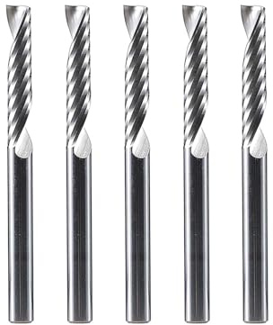 SpeTool 5 stycken aluminiumfräsar 4 mm (1/6 tum) skaft CNC trä VHM 22 mm skärlängd skaftfräs för aluminium och plast
