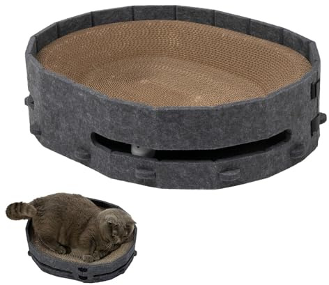 Tiragraffi per gatti, cuscinetti in cartone rimovibili, con campane integrate, accessorio intercambiabile per gatti, gattini, rilassamento, adatto per interni, mobili e abitudini di
