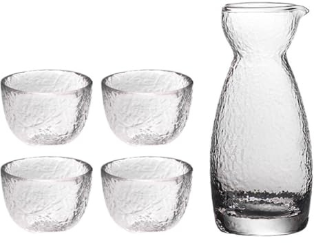 DEARMAMY Set de Verres à Saké Japonerie Créatifs en Verre Martelé et Inodore pour Occasions Spéciales et Bars