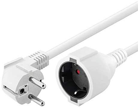 CABLEPELADO Cable alargador de alimentación | Cable Extensor alimentación Schuko Macho a Hembra | Cable de Tipo H05VV-F 3G1.5mm² | Enchufe 16A/250V | Blanco | 3 Metros