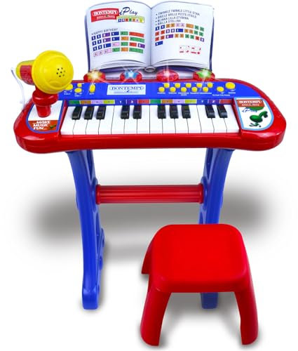 Bontempi | MiniKeyFun: Tastiera Giocattolo a 24 Tasti con Microfono e Sgabello per Piccoli Musicisti, 400x400x570 mm