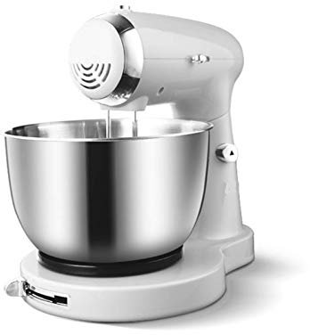 JHNEA Batidora Amasadora, Amasadora(350 W, con Bol de Acero Inoxidable de 3.2L, Amasador, Batidor, Varillas),White