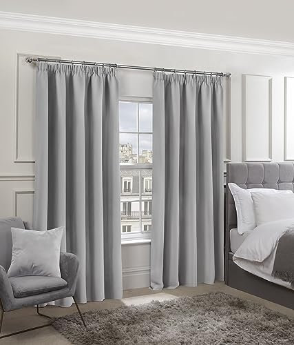 Emma Barclay – Blackout Curtains for Bedroom Living Room Thermal Insulated Woven Pencil Pleat Blackout Curtains Cali Collection (66” x 54” Inch)(Gray)