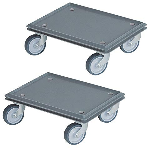 BRB 2 Roller für Behälter 400x300 mm, Tragkraft 100 kg, 4 Lenkrollen, graue Gummiräder (grau)