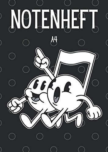 Notenheft A4: Schreibheft mit Notenlinien | Notizbuch für Musiker, Lehrer und Schüler | Klavier, Gitarre mit Hilfslinien | 120 Seiten