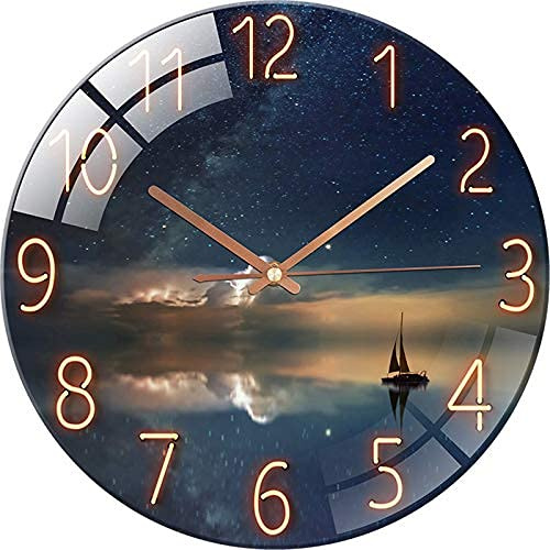 SWECOMZE Glasuhr - 30cm - Leise Wanduhr Wandkunst Bild Gehärtetem Glas für Wohnzimmer, Küche, Büro und Schlafzimmer (Style D)