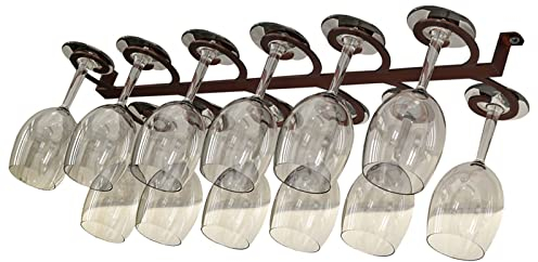 Hanging Wine Glass Rack, Wine Glass Holder With 3-6 Rows Can Hold 6-12 Wine Glasses, Metal Stemware Holder For Bar Home Kitchen, Hanging Glass Storage Rack Organiser ( Color : Brass , Size : 60x18cm )