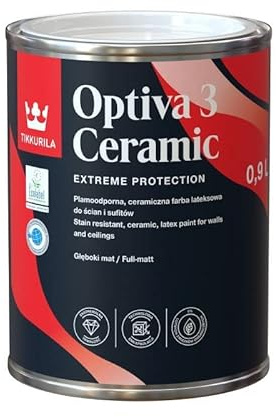 TIKKURILA Optiva 3 - Durable Super Flat Matt Paint For Walls & Ceilings - Zero VOC, Scrubbable, Easy To Clean - 1 Litre