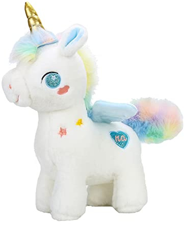 SWECOMZE Einhorn Plüschtier Groß für Baby oder Mädchen - Einhorn Kuscheltier, Blau, 25cm