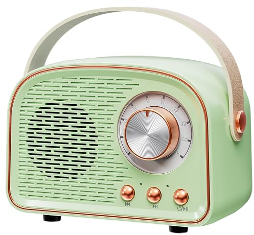 Aresrora Enceinte Bluetooth rétro sans fil vintage pour l'extérieur, compatible avec jumelage TWS/U-Disk/carte TF/AUX pour la maison, les voyages, l'extérieur (cyan)