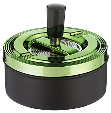 Angelo Schleuderaschenbecher/Drehascher schwarz/grün-metallic, 11 cm