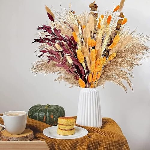 Fiori secchi decorativi Bouquet Erba Della Pampas Decorative 40-44 cm di fiori secchi naturali fai da te Ideale per il soggiorno Boho Camera da letto e vasi (LZGSGO-0110)
