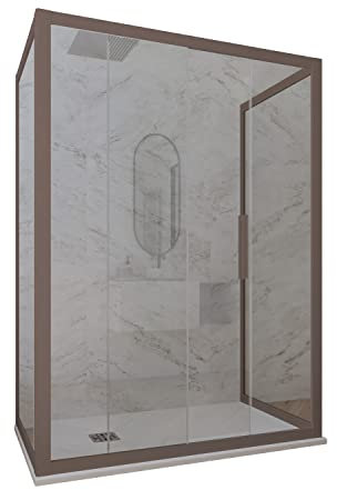 Box doccia 3 lati 80x120x80 CM H 200 Vetro Trasparente Profilo Chocolate mod. Deco Trio