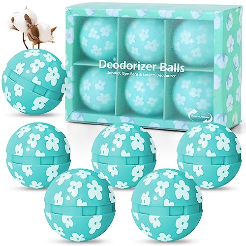 Deodorizer Balls, Shoe Fresheners, Shoe Deodorizer Balls 6 Pack, Shoe Odour Eliminator for Lockers, Gym Bags, Homes, Offices and Cars, Natural Cotton Aroma