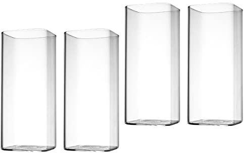 DOITOOL 4 Stück 13 Oz Klare Trinkgläser Dünne Quadratische Kristall-Highball-Gläser Im 4Er-Set Elegante Bargläser Für Wasser Saft Bier Getränke Sowie Cocktails Und Mixgetränke