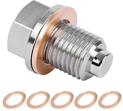 Adunsiaoto Universal Car Magnetic Oil Drain Plug, Engine Sump Return Drain Plug Bung Fitting Adapter, Stainless Steel Magnetic Oil Pan Drain Plug, Accessories for Car Motorcycle(M12x1.25)