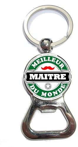 Porte clé décapsuleur personnalisé Meilleur Maitre du monde, idée cadeau fin d'année scolaire, école, maitresse, atsem, avs