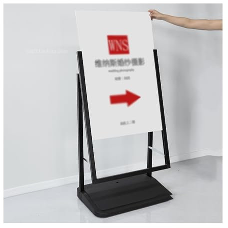 Plakatständer, Schilderständer mit Aluminiumrahmen, auswechselbarer Menü-Werbeständer, Schwerer Sockel mit Wasser gefüllt, Präsentationsständer für Hochzeiten (Farbe: Schwarz A-43x
