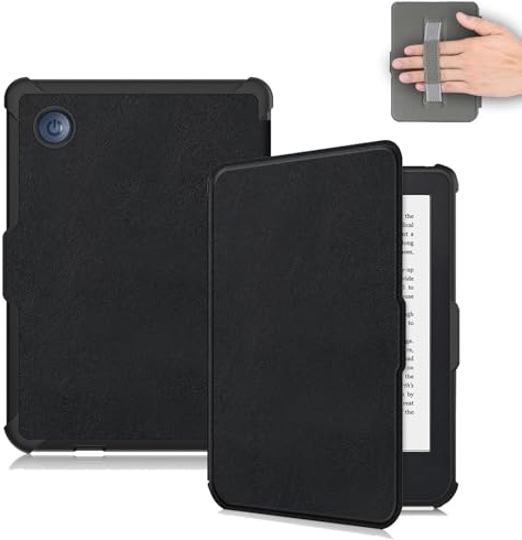 Vakarey Ultradünn mit Automatischer Wake/Sleep Hülle für Tolino Shine Color/Shine 4/Shine 5/Kobo Clara 2e/Clara BW/Clara Colour Hülle Mit Handschlaufe,Schwarz