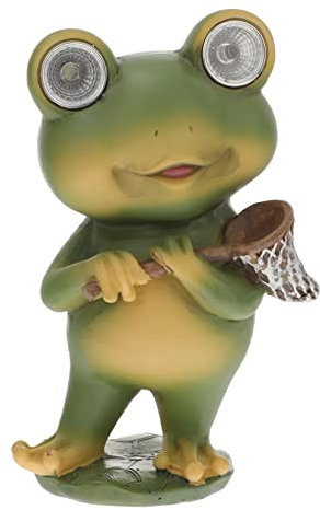 Gogogmee Solar-Powered Garden Lights Frogs Statue Night Light Resin Ornament Outdoor