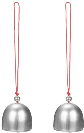 M METERXITY 2er-Pack Hängende Glocken, Kleine Dekorative Glocken Windspiele Vintage Glocke Glöckchen für Weihnachten/Zuhause/Fenster/Tür/Garten Dekor, Hängende Glockenanhänger [Silber, Rot]