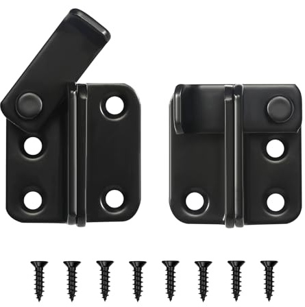 Verrou Porte Coulissante, Loquet Porte Acier Inoxydable Coulissante Serrure Volet Loquet Porte, Verrou Portail à Bascule Boulon avec Vis pour Fenêtre Placard Jardin Noir