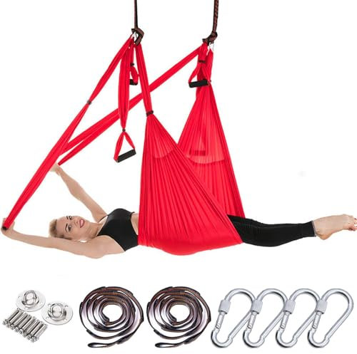 PRMTYUP Anti-Schwerkraft-Schaukel, LuftzuggeräT FüR Schaukeln, Yoga-Gurt FüR Sling, Yoga-Schaukeltrapez, Sling-Inversionswerkzeug, Sling-InversionshäNgematte, Yoga-HäNgematte,08,250 * 145CM