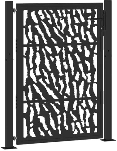 vidaXL Puerta de jardín de diseño con Carril de Acero Negro 100x125 cm, Puerta de Cerca, Puerta Exterior, Puerta de Metal, Puerta de Seguridad