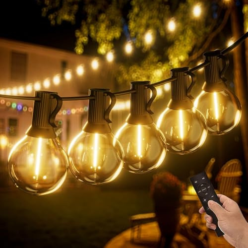 Yuucio G40 Catena Luminosa Da 15m Con Telecomando Per Esterni, 25+1 In Plastica Per Esterni Impermeabile, 2700K Bianco Caldo Catene Luminose Per Terrazzo Festa Matrimonio Natale