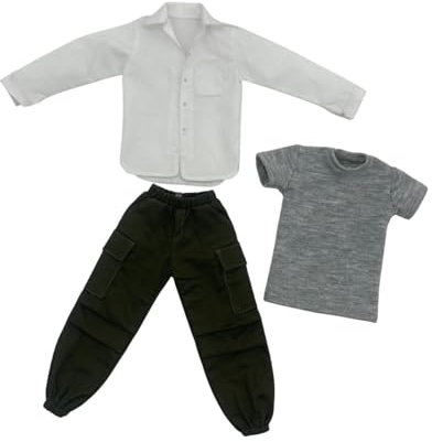 Harilla 3X 1/6 männliche Figur Kleidung Hosen Hemden Rollenspiel Spielzeug Kleidung Modell Kinder Geschenke Puppenkleidung für 12 Zoll Figur Körper, Weiß