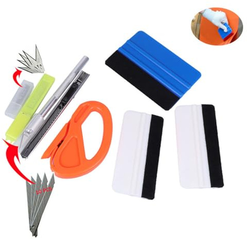 Générique 7 Pièces Outil De Teinte De Fenêtre Automatique Film Vinyle pour Voitures Outils d'emballage en Vinyle Film Teinté pour Vitres Pellicule De Vinyle De Voiture Raclette pour Vinyle