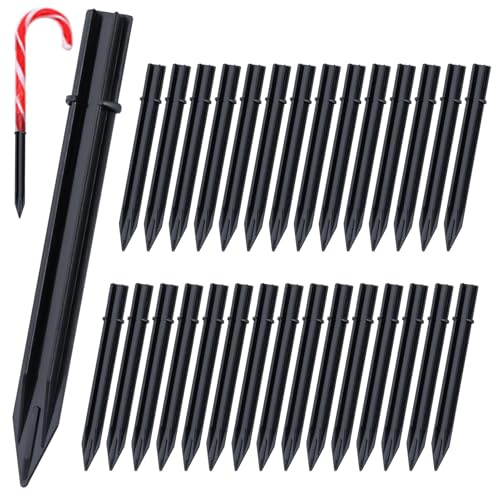 GOLD DEER 30Pcs 0.6 X 6.1Inch Replacement Stakes for Solar Lights Ground Spikes Solar Lights Spikes Replacement Stakes for Christmas Candy Cane Lights for Garden,Pathway Lamps