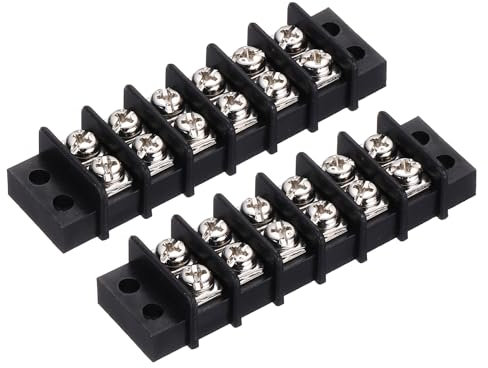 sourcing map Terminal Block Connector Block 300V 20A Dual Rows 6P Circuit Screw Terminals Barrier Strip PA66 for Wire Connect, 74mm x 21mm x 13mm, 2 Pack