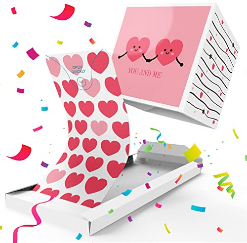 Notta&Belle FEEL LOVE EVERY MINUTE «BOOM!» Liebeskarte – zwei Liebesherzen (You and Me), Explosion mit Konfetti, Valentinskarte, Geschenkideen für Geburtstag, Valentinstag