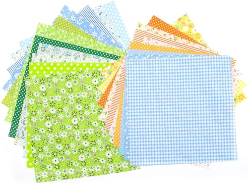 KINHARD Tissu Matelassé, 21 Pièces Tissus Coton Imprimé, Coton Tissus Patchwork, 25 x 25 cm Textile Patchwork DIY, pour Fabrication de Nappes, Taies D'oreiller, Portefeuilles