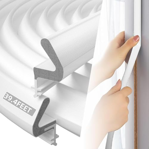 12M White Q-Lon Kerf Weather Strip upvc Door Seal,PU Foam Draft Excluder for Doors,PVC Sound Proofing Window Gasket Rubber Seal Replacement,Front Door Frame Sealing Draught Window Cold Blocker