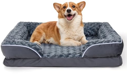 The Fellie Dog Bed, Waterproof Dog Sofa Bed with Removable Cover, Orthopedic Dogs Beds Medium Washable, Anti-Slip Large Pet Bed Couch for Dogs Crate Mattress, Memory Foam Pet Sofa, 91x69x17cm