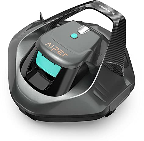 AIPER Poolroboter, Kabellos Poolsauger Akku, Bodensauger mit 90 Min Laufzeit, Automatisches Parken, Dual-Antriebsmotoren & LED-Anzeigen, Ideal für Flachem Boden Pool bis zu 80 m² (Generalüberholt)