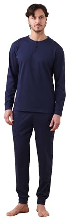 Noidinotte - Pigiama Uomo Jersey Invernale Articolo Dany. - S Blu Scuro