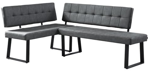 B&D home® Eckbank AKA – Esszimmerbank mit Lehne, beidseitig montierbar (Links/rechts), Kaltschaum-Polsterung, platzsparend, für Esszimmer, Küche & Flur, ca. 176 x 140 cm