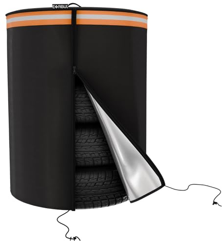 EVRBUL Auto Reifenabdeckung Ø84cm x H120cm, Reifentasche Robuste 420D wasserdichte und Sonnenschutzfeste Große Reifenaufbewahrungstasche, Reifenstaubschutzhaube für 4 Reifen bis zu 81cm (32 Zoll)